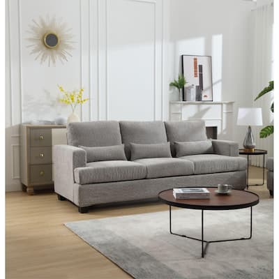Velvet Upholstered Removable back Cushion Modern Sofas Couches with 3pcs waist pillow