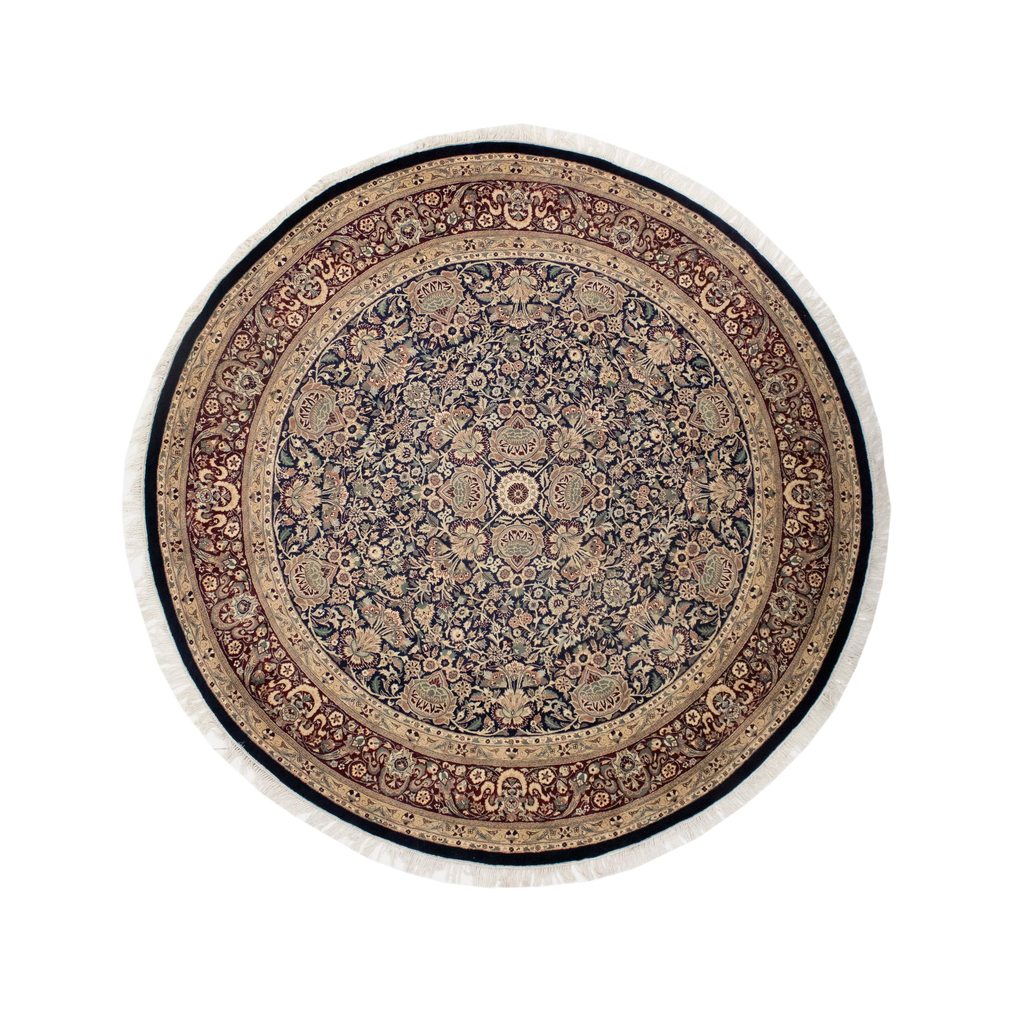 Noori Rug PakPersian Lahore Navy/Red Round Rug 8'2" x 8'3" On Sale