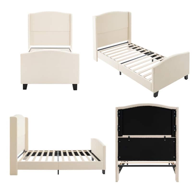 Bed Frame with 49.21"High Back Upholstered Headboard and 27.17" High Footboard