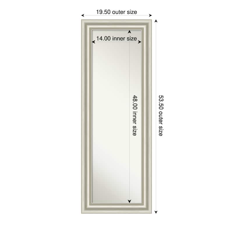 Sophia Non-Beveled Framed Full-Length On the Door Mirror - 20 x 54 in - Sophia Silver