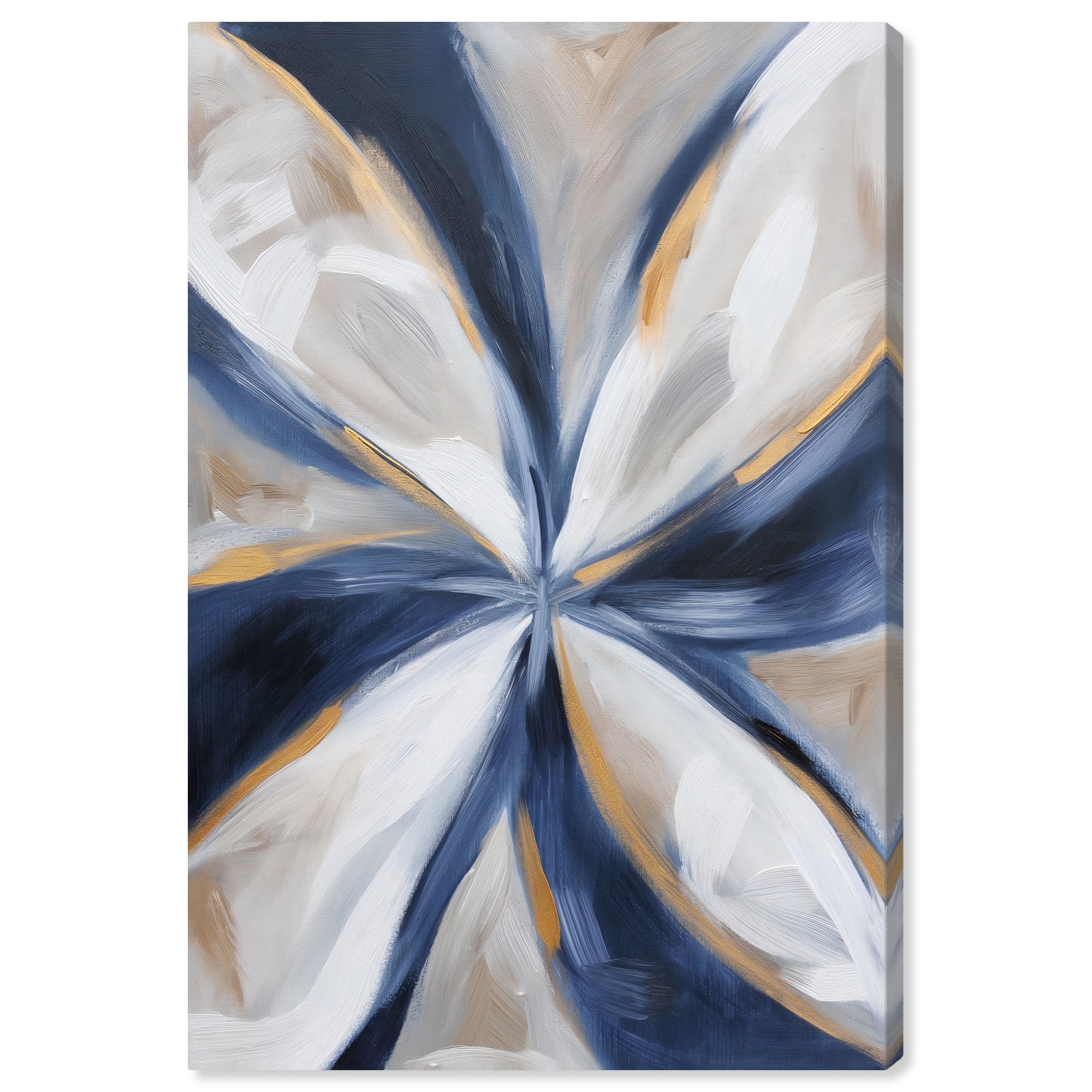 white And Blue Blossom I Canvas Indigo Abstract Art by Art Remedy