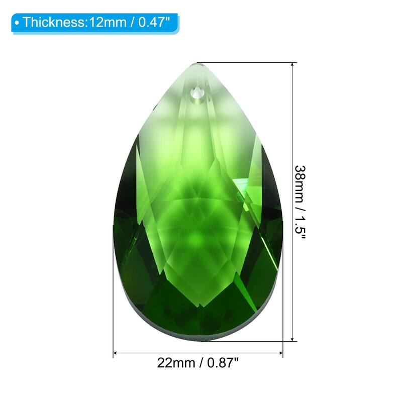 K9 Crystal Pendants Teardrop Beads, 10 Pack 38mm Chandelier Prisms DIY - Green