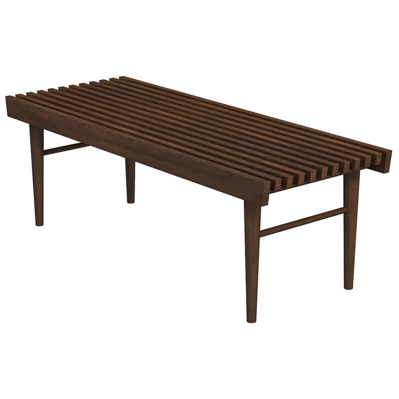 GDFStudio - Mia Mid-Century Modern 47.2" Wide Solid Wood Bench with Natural Walnut Stain Finish - 47.2"W
