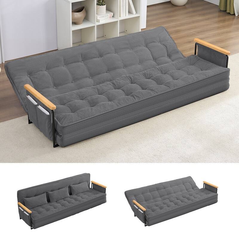 Mixoy Muti-Functional Folding Floor Sofa Bed,3-Seater,2-Seater,1-Seater Lazy Futon Sofa with 6 Position Adjustable Backrest - 86.6''*28''*26.4'' - GREY