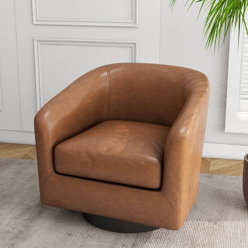 Modern Upholstered Barrel Chair Swivel Accent Chair for Living Room
