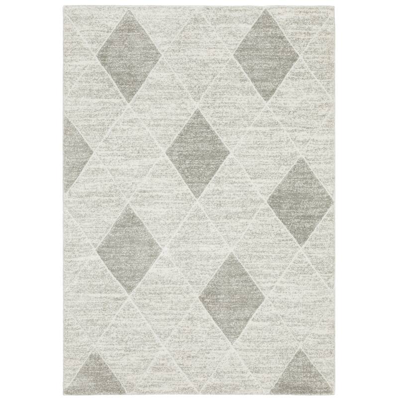 Bush Grey Ivory Geometric Lattice Casual Area Rug