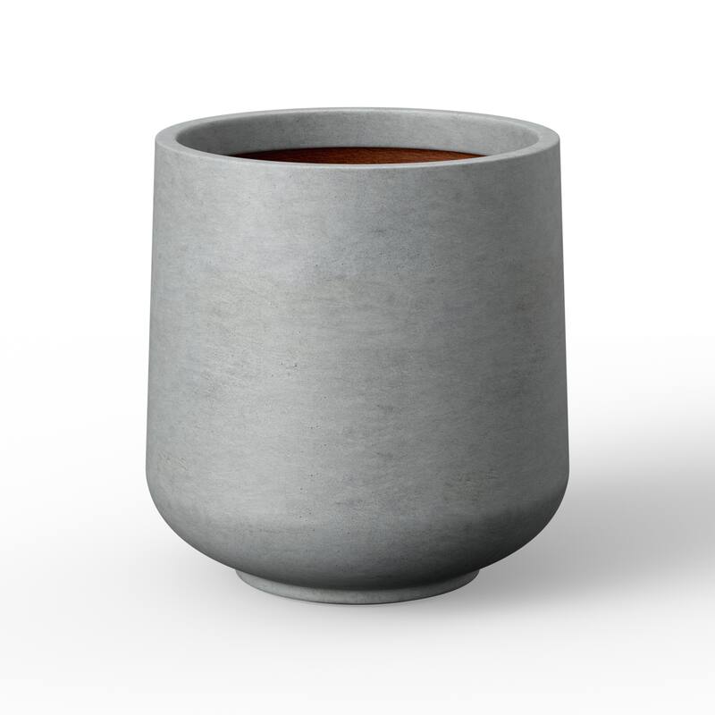 Concrete Tall Round Flower Planter Pot with Drainage Hole - 16.5 x 17.5 - Concrete Gray(Enhanced Interior)