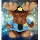 preview thumbnail 5 of 4, DolliBu Brown Sitting Moose Police Officer Plush Toy with Cop Uniform - 10 inches