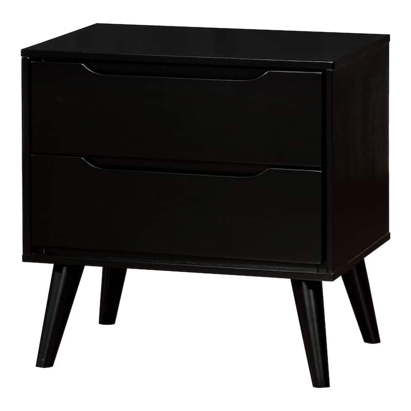 Fopp Mid-Century Modern Black Wood 3-Piece Platform Bedroom Set by Furniture of America