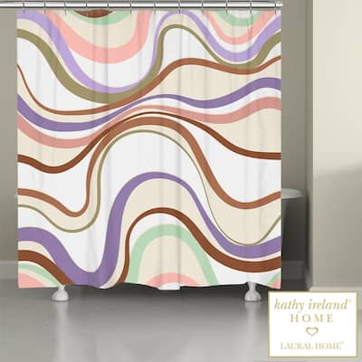 Kathy Ireland Retro Wave 71" x 72" Shower Curtain
