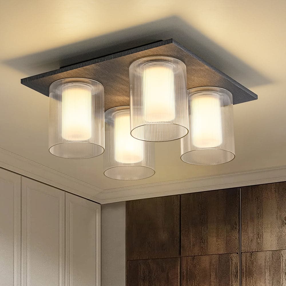Scandinavian 4-Light Glass Dimmable LED Semi Flush Mount 13.8in