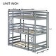 preview thumbnail 7 of 56, Rubber Wood Detachable Triple Twin Bunk Bed with Two Built-in Ladders,Guardrails,Kids and Baby
