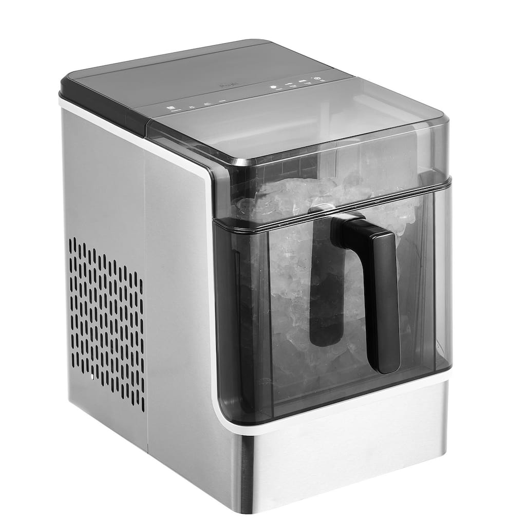 Black and Silver Stainless Steel Countertop Ice Maker with 3 Cube Sizes and Self Cleaning - 10.8 x 16.5 x 14.8 in