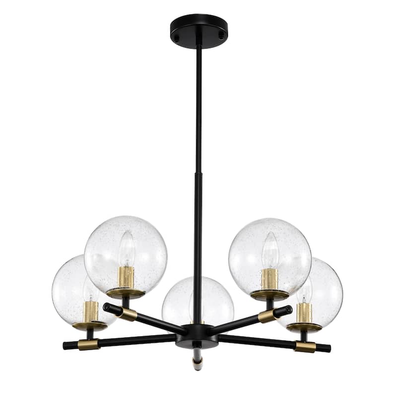 Shauna 22 Inch Modern Orb Glass Chendelier 5 Light - N/A