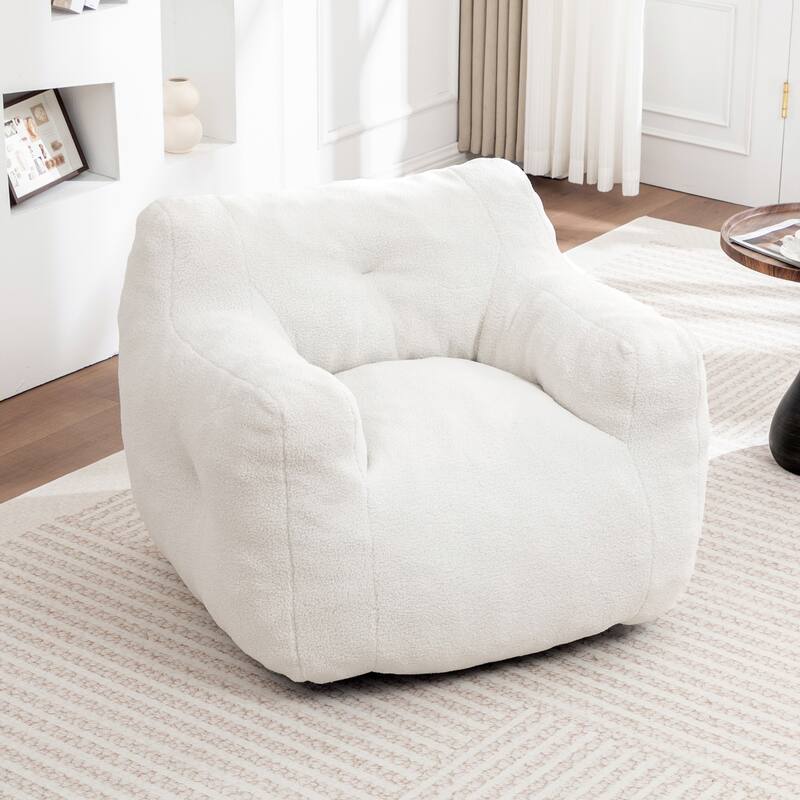 GDFStudio - Teddy Fabric 37" Deep Seat Bean Bag Chair with Armrests