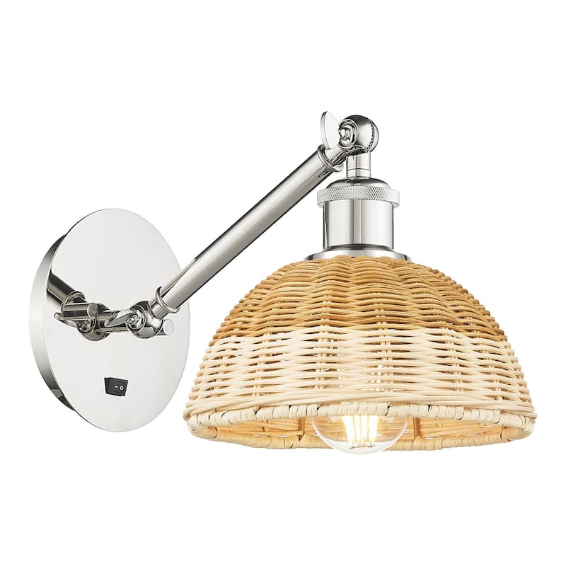 Innovations Lighting 317-1W-10-8 Bristol Natural II Sconce Bristol - Polished Nickel / Natural