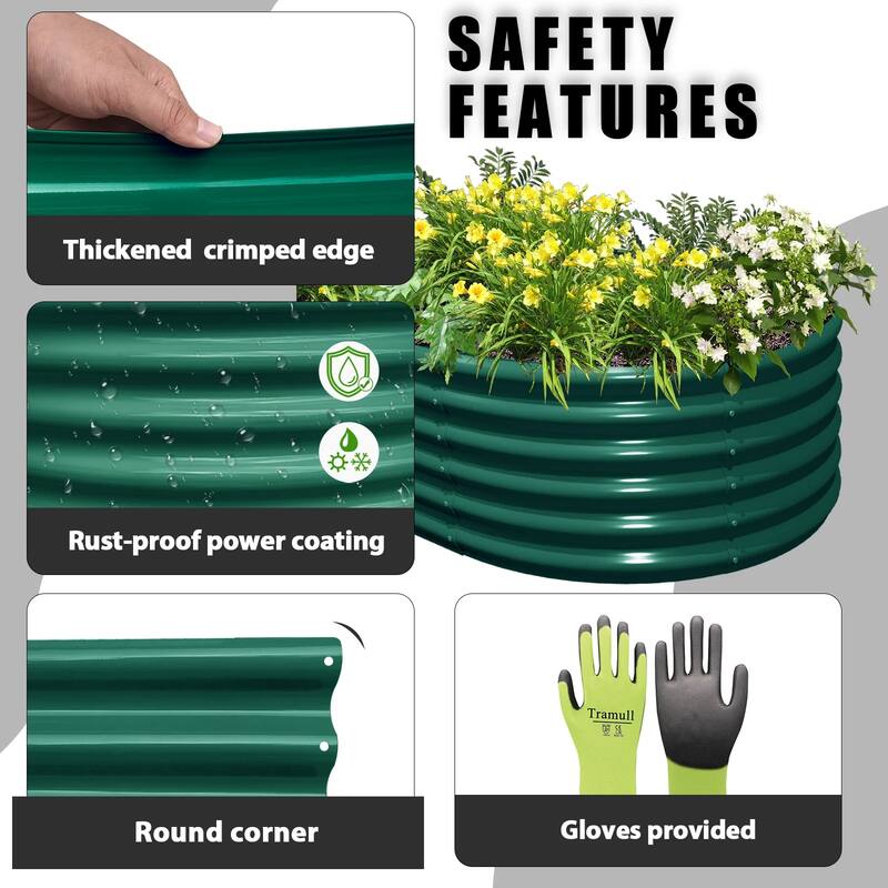 Outdoor 8 ft. x 3 ft. x 1.5 ft. Oval Galvanized Metal Raised Garden Bed - 8 ft. x 3 ft. x 1.5 ft.
