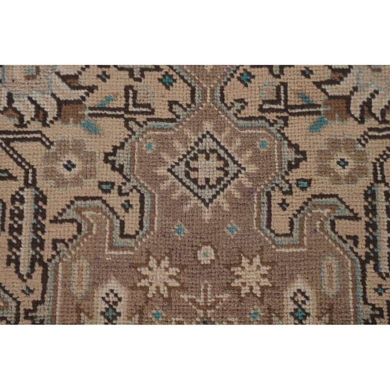 Geometric Peach Tabriz Persian Vintage Rug Hand-Knotted Wool Carpet - 6'4"x 9'5"