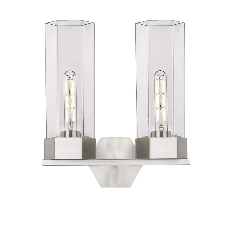 Innovations Lighting Claverack - 2 Light 14" Wall-Mounted Bath Vanity Light - Clear/Satin Nickel