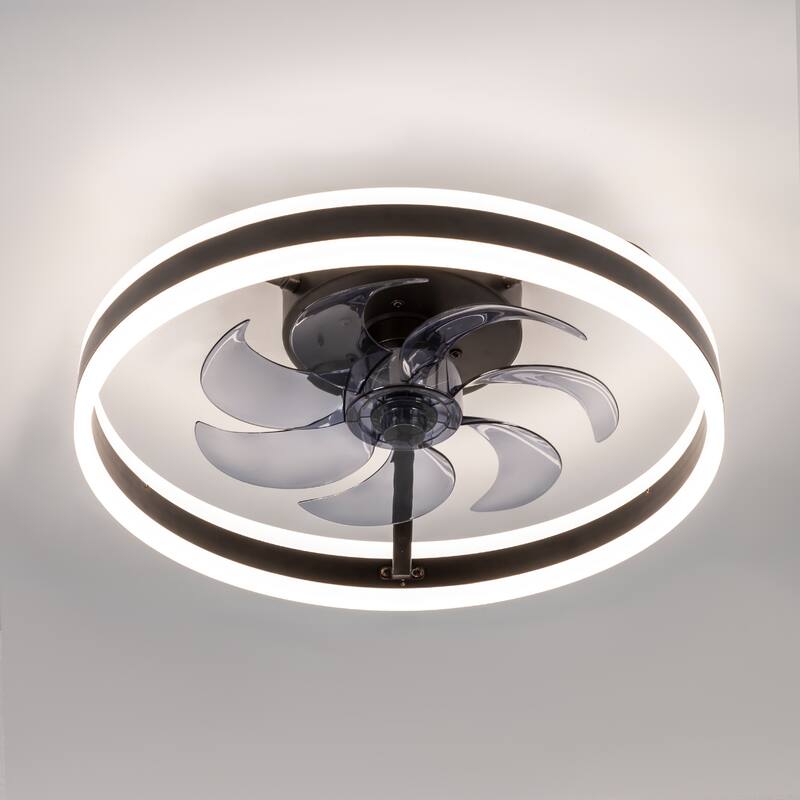 20-in Black Low Profile Ceiling Fan with Remote Control(7-blade)