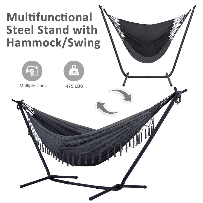 10.7 ft. 2-Person Brazilian-Style hammock with Stand - Convertible
