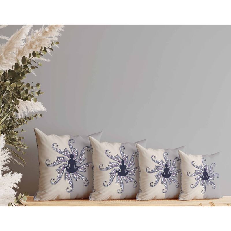Mystic Silence Indoor/Outdoor Reversible Throw Pillow Silver and Coffee