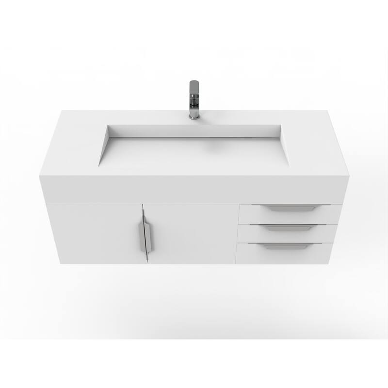 Nile 48" Wall Mounted Bathroom Vanity Set w/ White Top