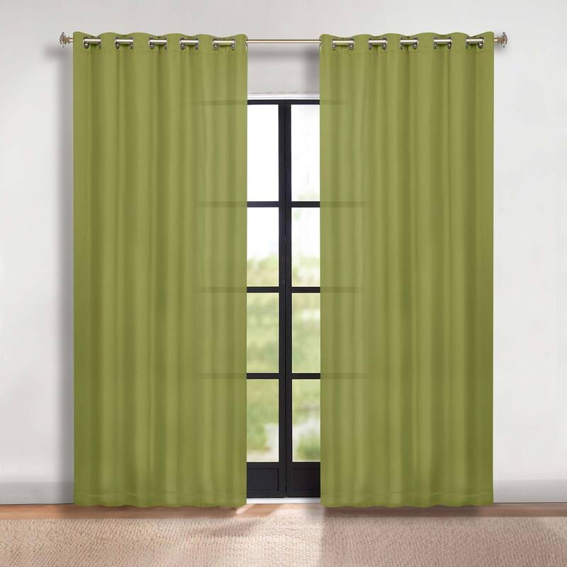 Superior Solid Machine Washable Room Darkening Grommet Blackout Curtains, Set of 2