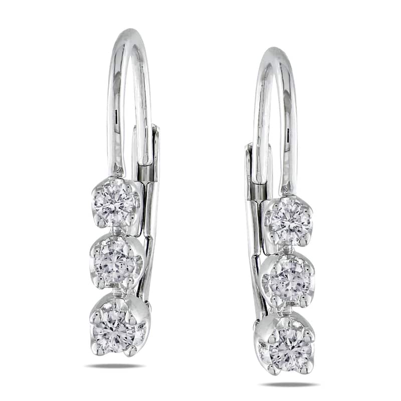 Miadora Sterling Silver 1/4ct TDW Diamond Leverback Earrings