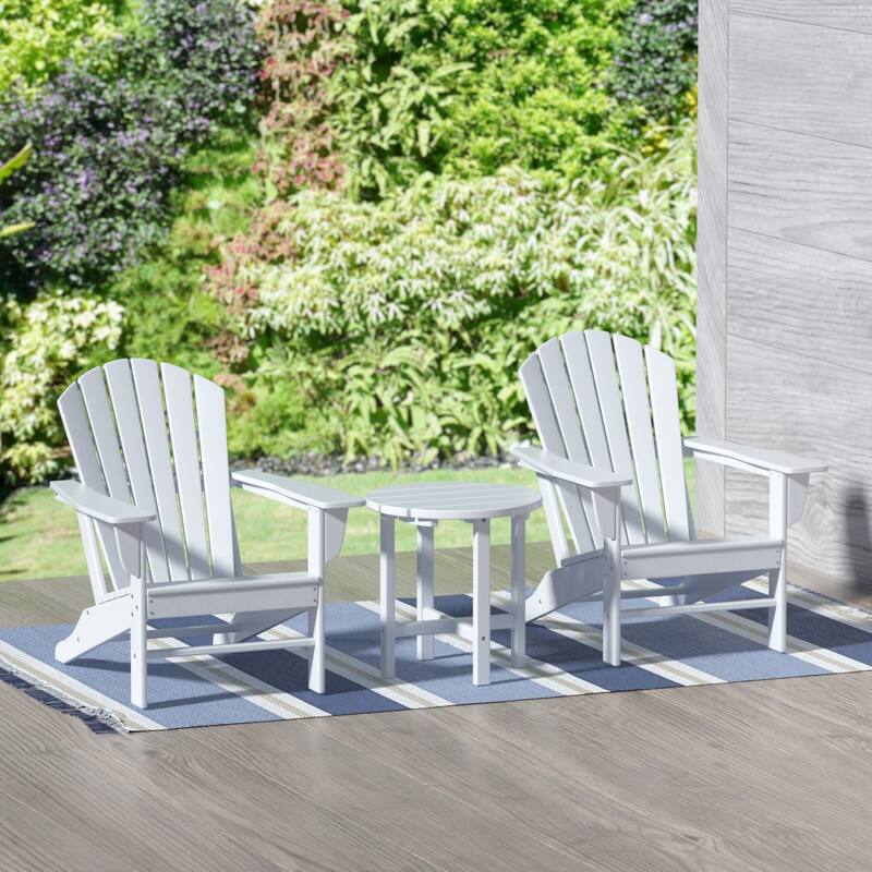 Altura Classic Outdoor Eco-Friendly All Weather Adirondack Chairs with Side Table (3-Piece Set)