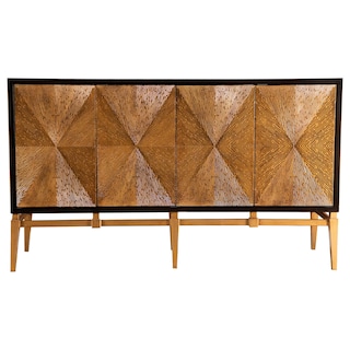 Zira Wood Parquet Storage Accent Cabinet Brown