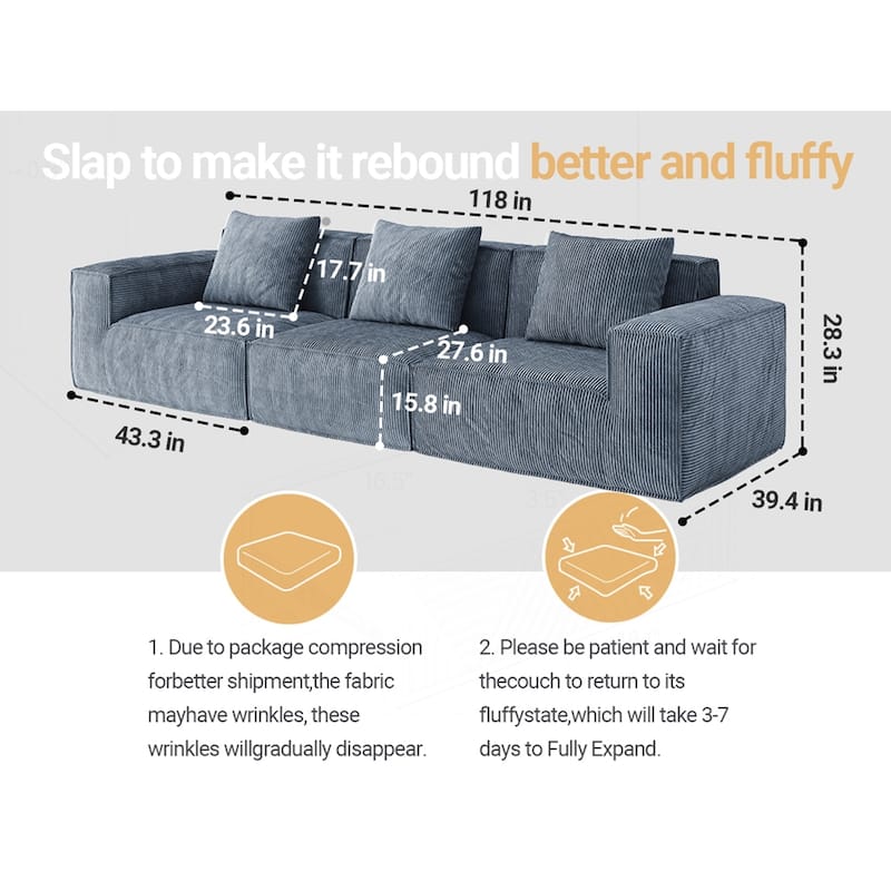 Versatile Modular Sofa with Transformable Design and Soft Fabric