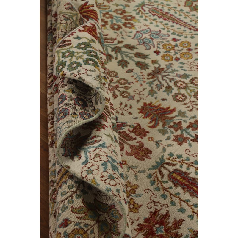 Hand Knotted Oriental 100% Wool Carpet Traditional All-Over Beige & Ivories Ziegler Area Rug - 9' 10'' X 6' 6''