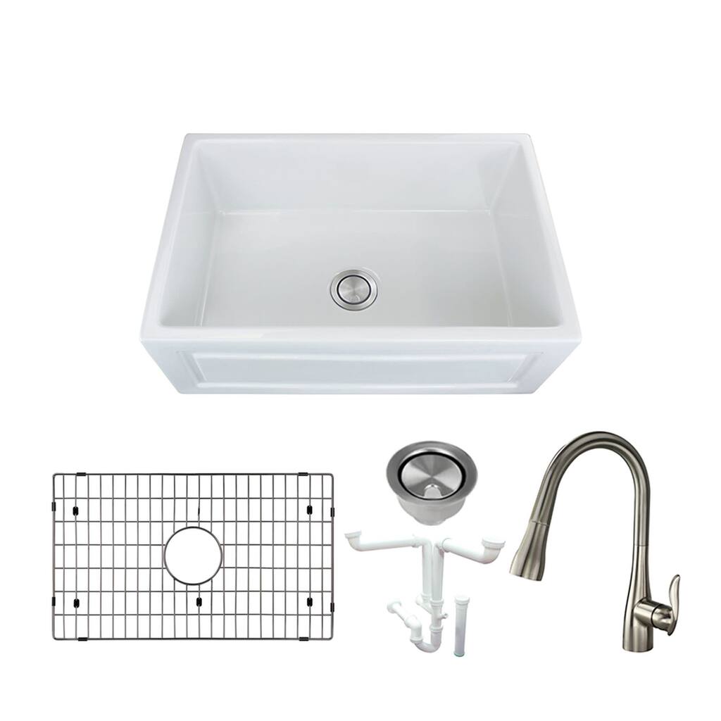 Transolid KF-FUSH302010 Versailles 30" Farmhouse Single Basin Fireclay