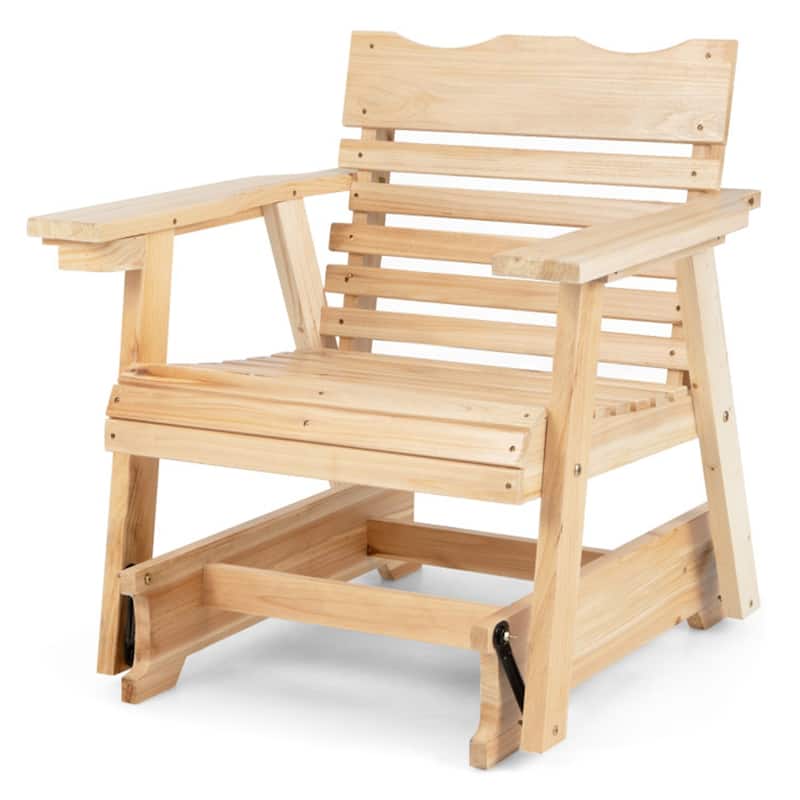 Natural Fir Wood Outdoor Accent Chair with Ergonomic Curved Seat - 31.5" W x 32" D x 34" H - Natural