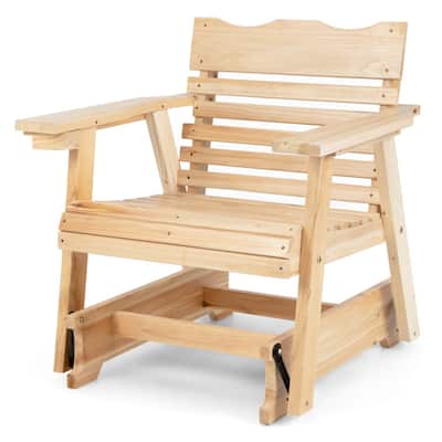Natural Fir Wood Outdoor Accent Chair with Ergonomic Curved Seat - 31.5" W x 32" D x 34" H