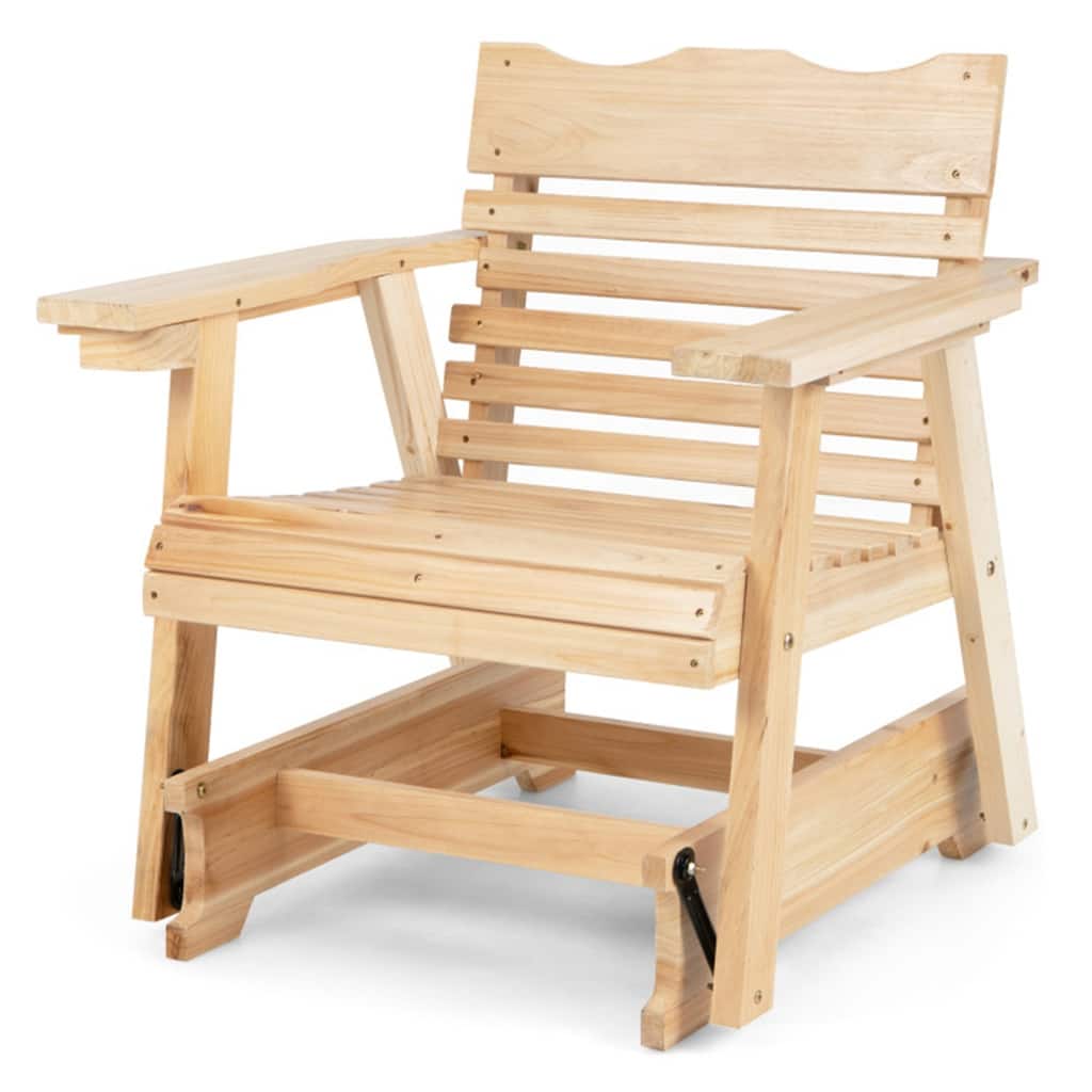 Natural Fir Wood Outdoor Accent Chair with Ergonomic Curved Seat - 31.5" W x 32" D x 34" H