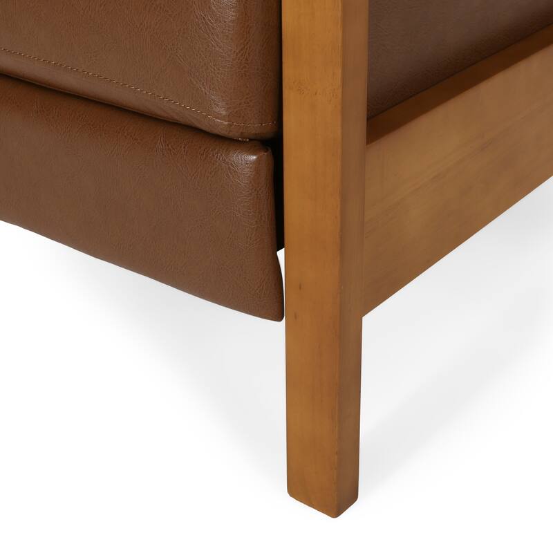 Small Wood Frame Recliner Club Chair with Retractable Footrest Living Room Lounge Armchair Upholstered Reading Chair for Bedroom