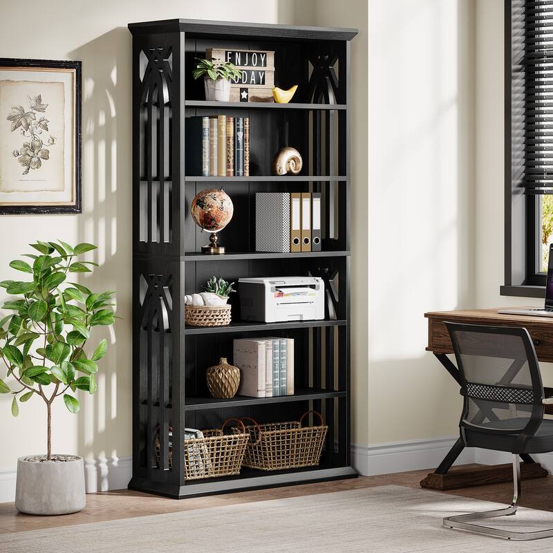 75-Inch Tall Bookshelf Bookcase, 6-tier Bookshelves Display Shelf for Living Room, Home Office, Bedroom