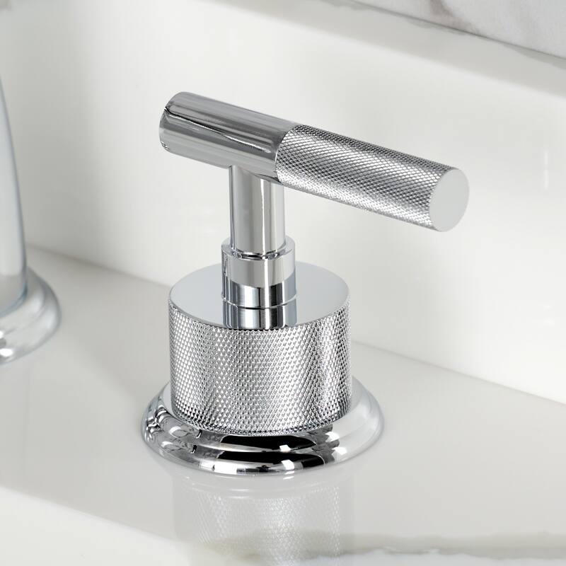 Kingston Brass Convergent Two-Handle 3-Hole Deck Mount Widespread Bathroom Faucet with Knurled Handle and Brass Pop-Up Drain