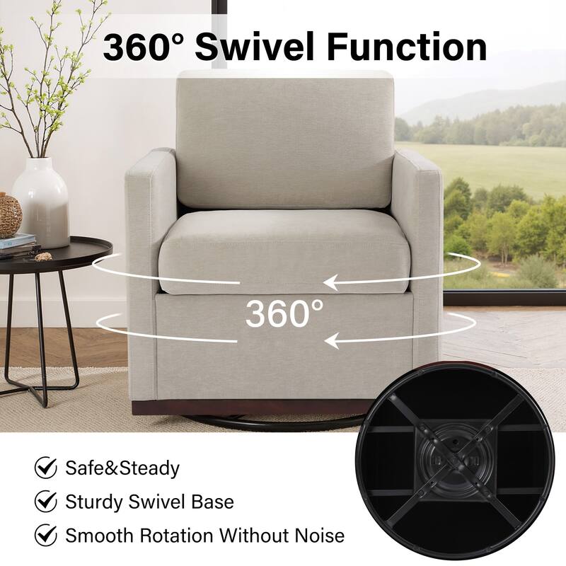 Chenille Leather Modern Swivel Accent Chair
