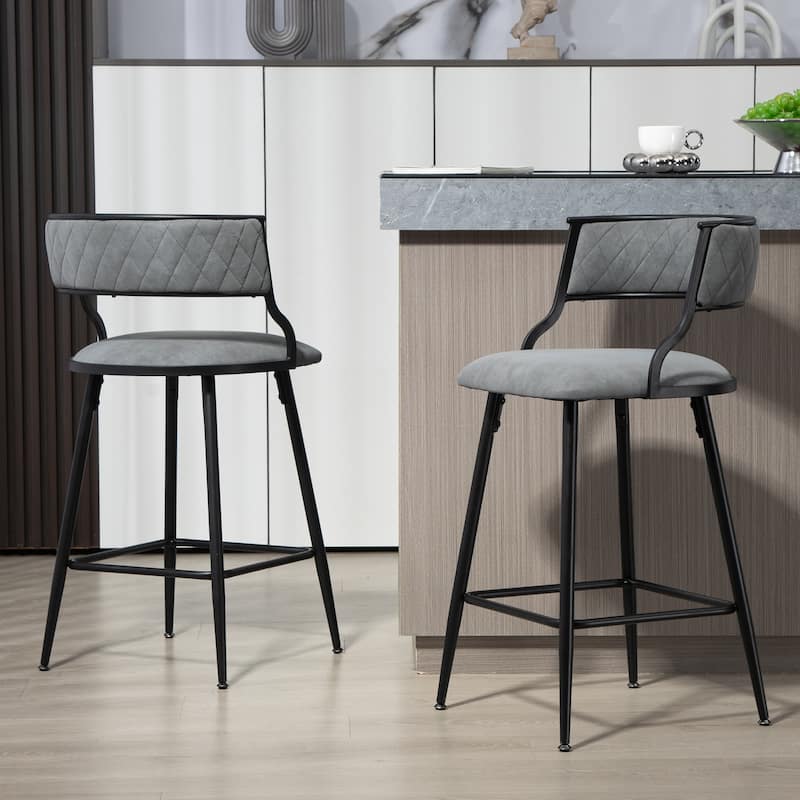 26'' Counter Height Bar Stools Corduroy Kitchen Island Counter Bar Stool With Back