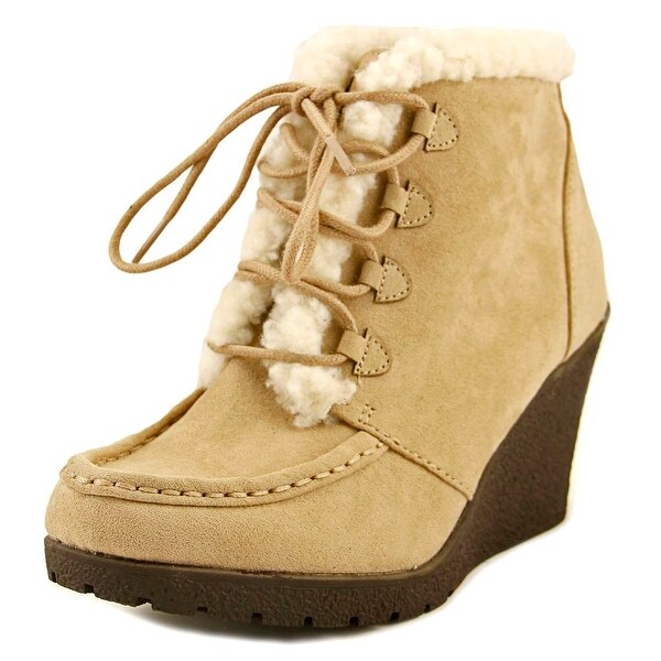 Sugar Mina Women Round Toe Canvas Nude Bootie
