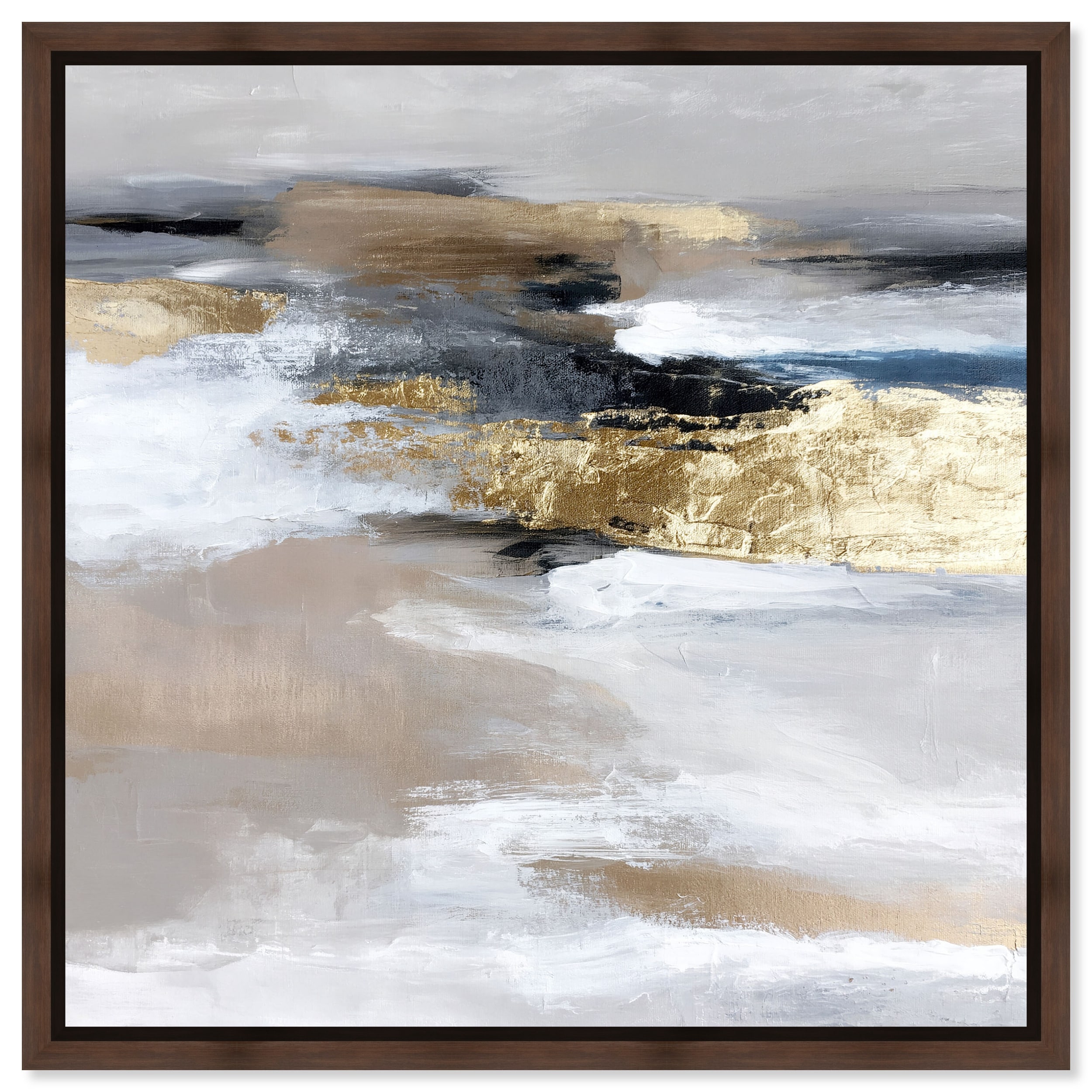 Hushed Amber III Large Abstract Art Framed Canvas Print by Art Remedy