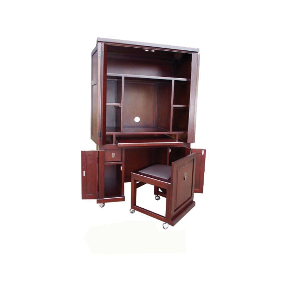 Offex Solid Mahogany Wood Computer Armoire With Pull Out Seat Offex Solid Mahogany Wood Computer Armoire With Pull Out Seat
