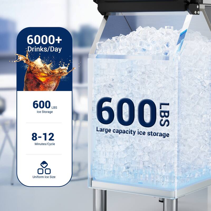 Ice Maker Commercial Ice Machine Stainless Steel Commercial Ice Maker Large Capacity Self-Cleaning