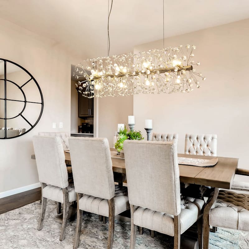 12-Light Luxury Crystal Dandelion Chandelier for Living Room, Kitchen, Dining Room - 36.6