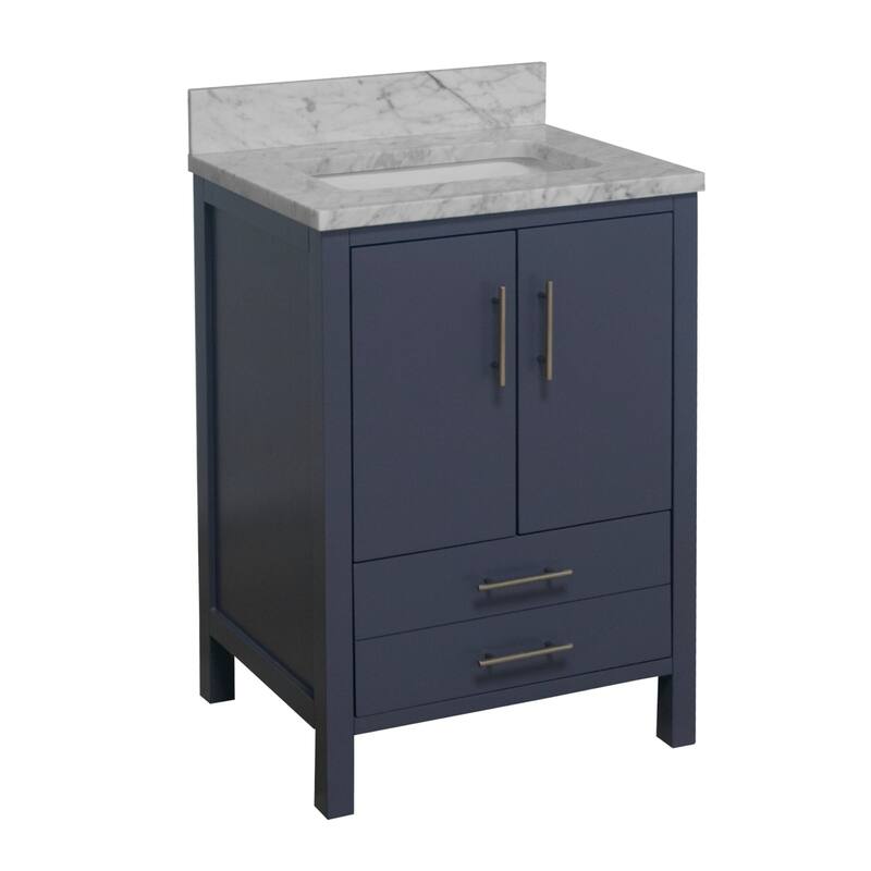 KitchenBathCollection California 24" Bathroom Vanity with Carrara Marble Top