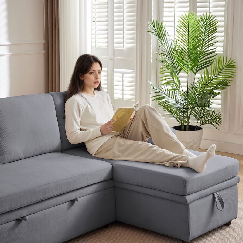 78.94" Pin Striped Fabric Sleeper Sofa