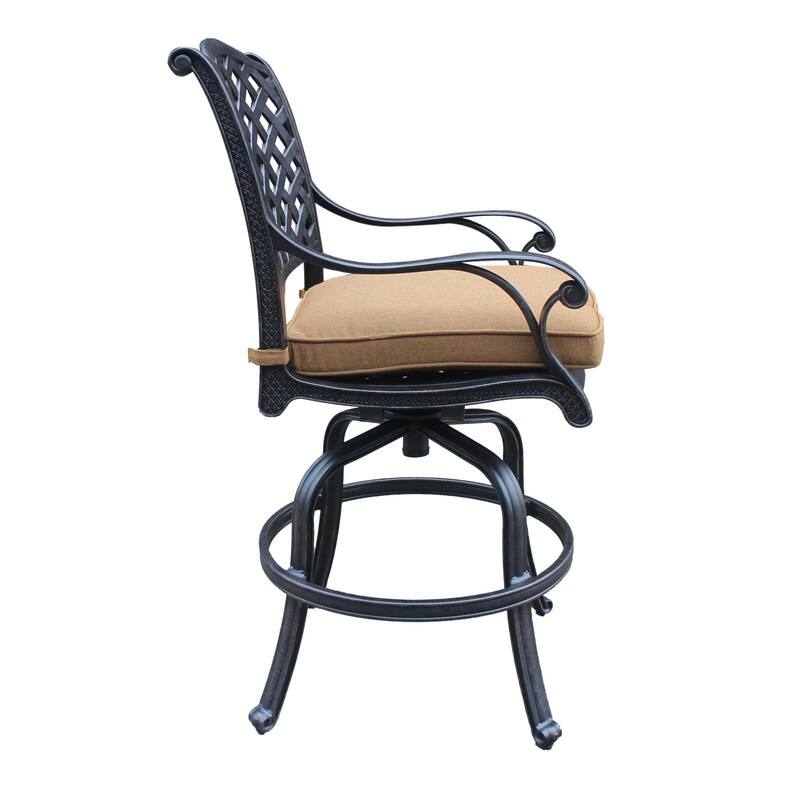 Cast Aluminum Counter Stool With Cushion, Set of 2